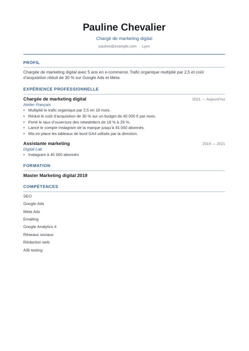 CV alternance : modèle : exemple de CV chargé de marketing digital